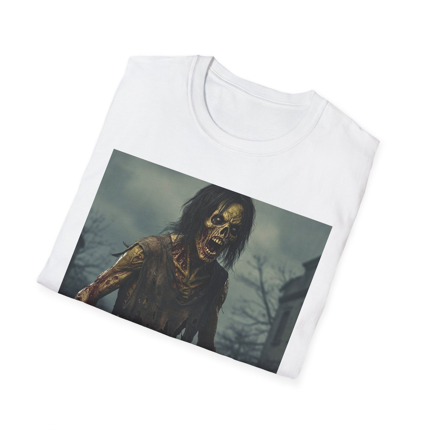 Zombie Apocalyptic Portrait Tee, bold, decaying zombie graphic