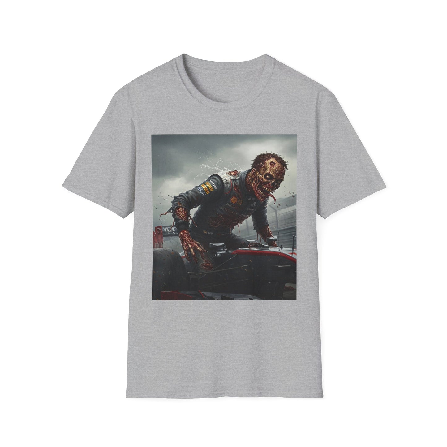 Zombie Racing Unisex Softstyle T-Shirt - Horror Meets Motorsport