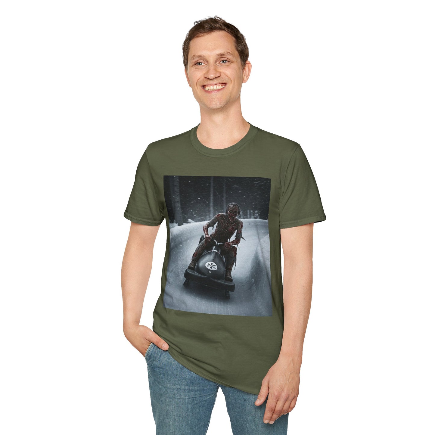 Winter Adventure Unisex Softstyle T-Shirt - Snowmobiling Graphic Tee