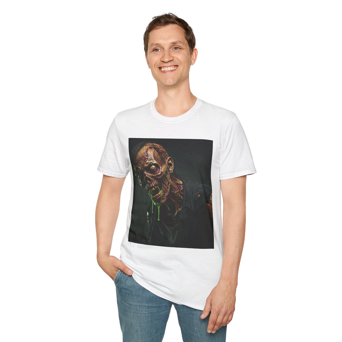 Graphic Zombie Unisex Softstyle T-Shirt - Perfect for Horror Fans and Halloween