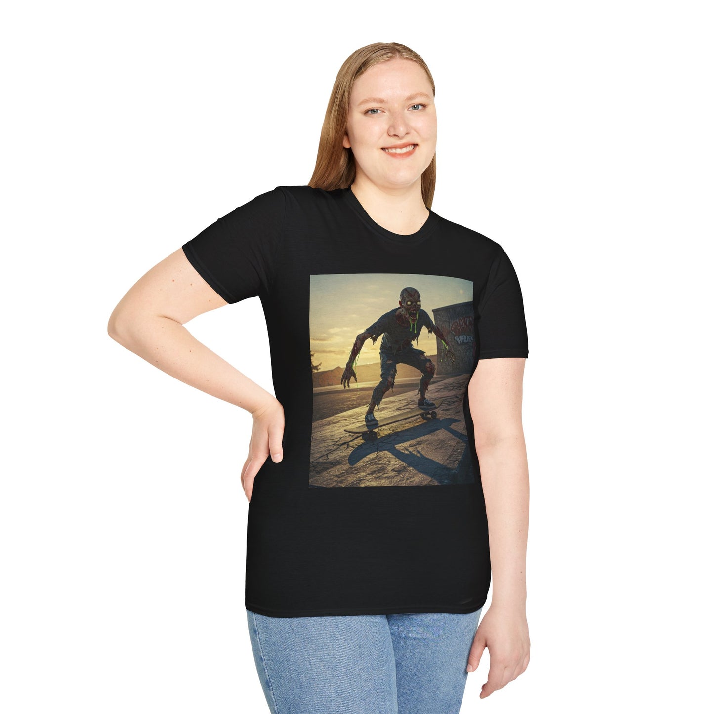 Skateboard Zombie Unisex Softstyle T-Shirt | Casual Graphic Tee for Skaters