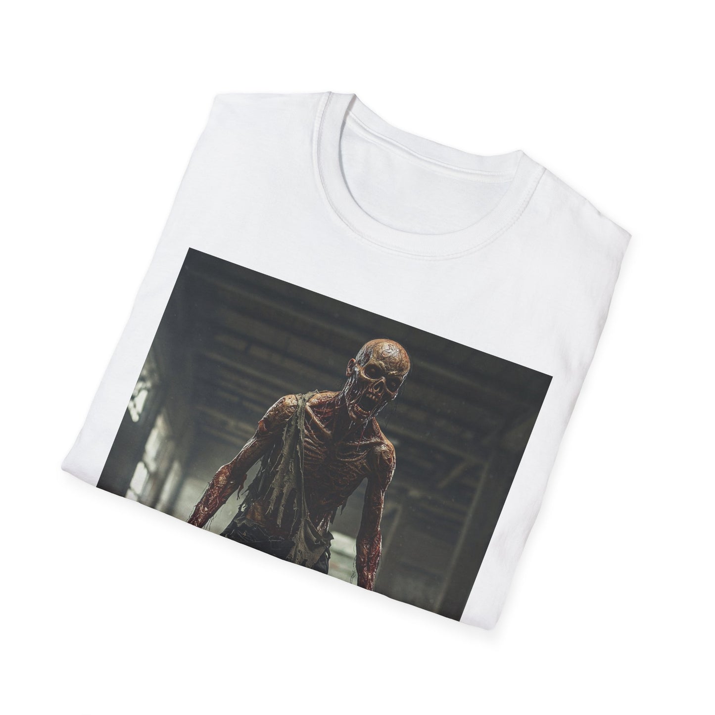 Zombie Graphic Unisex Softstyle T-Shirt - Perfect for Halloween and Horror Fans