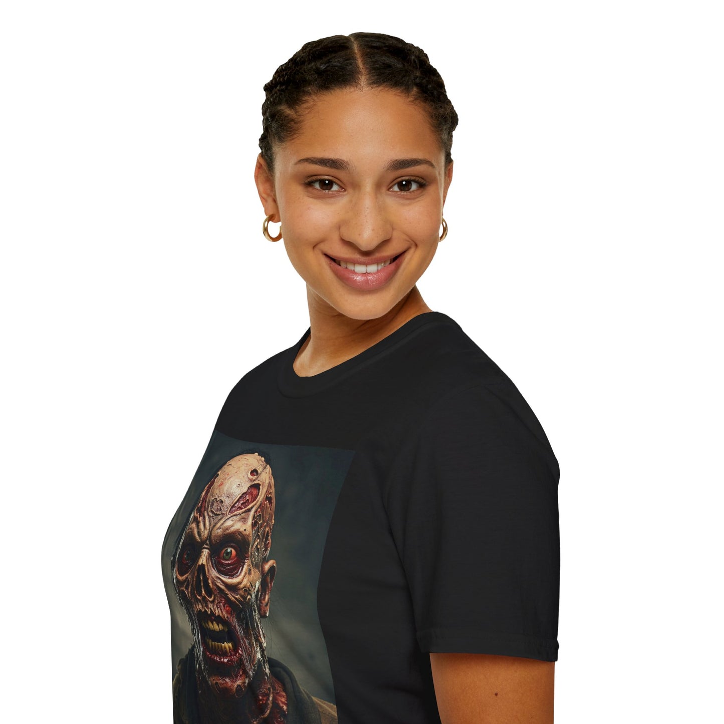 Apocalyptic Portrait Tee, bold, decaying zombie graphic