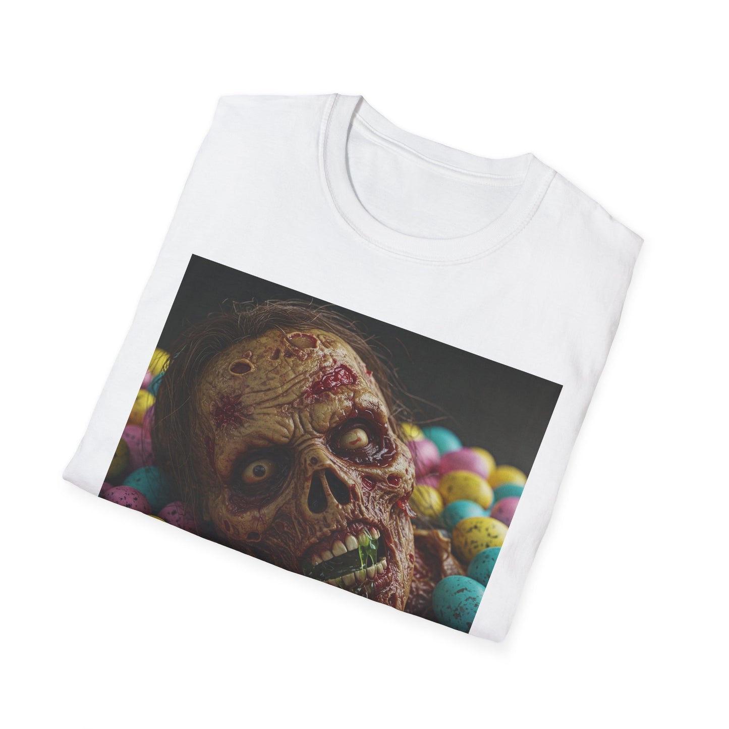 Eerie Easter Skull Apocalyptic Portrait Tee, bold, decaying zombie graphic