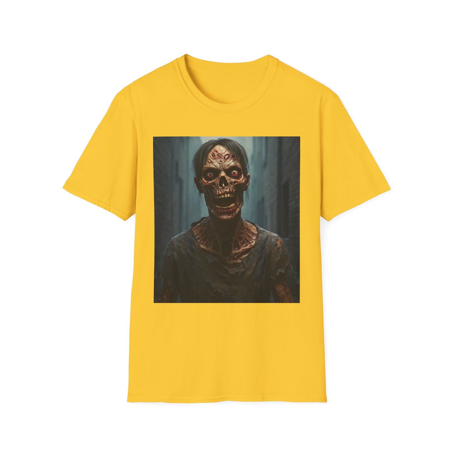 Apocalyptic Portrait Tee, bold, decaying zombie graphic