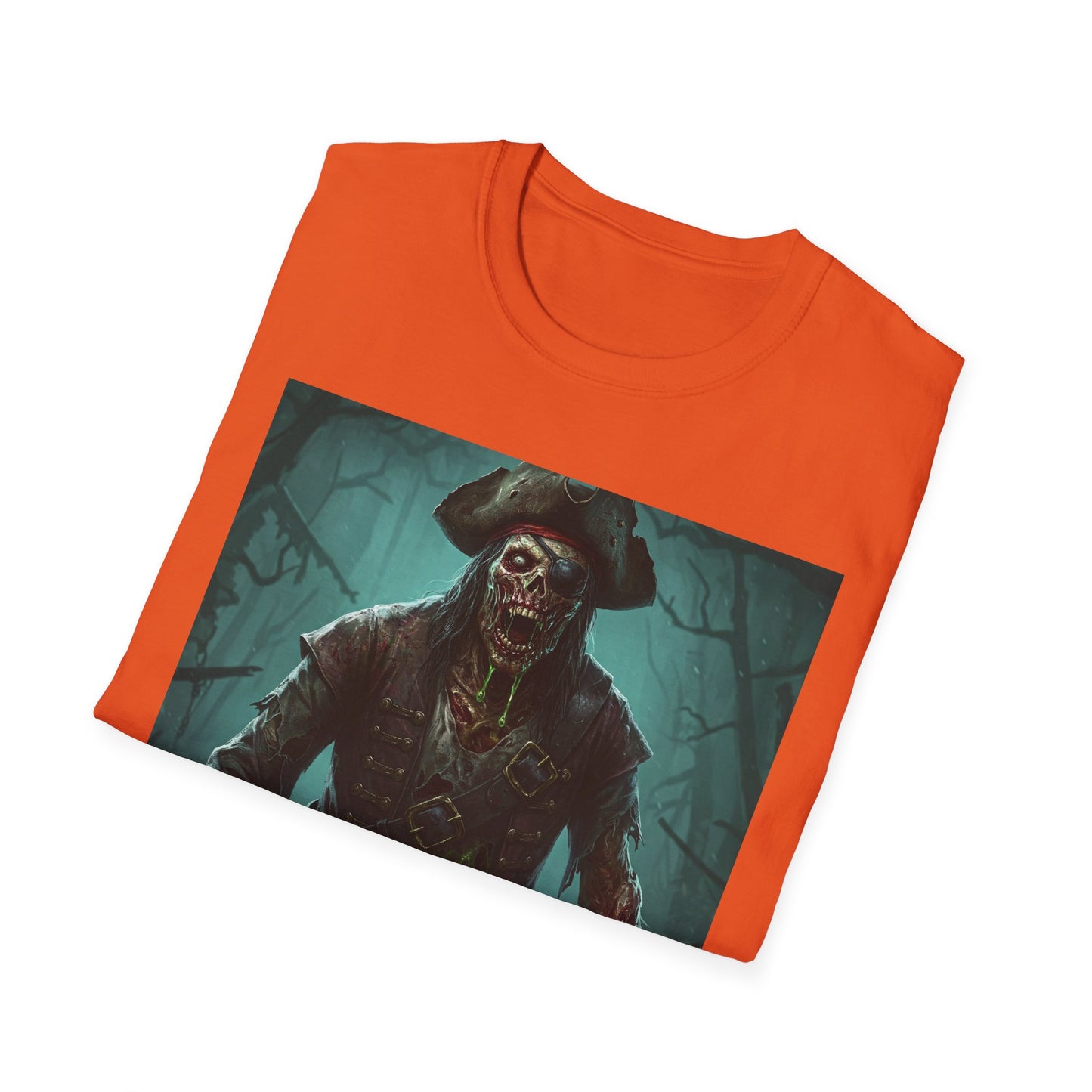 Pirate Skeleton Unisex Softstyle T-Shirt - Perfect for Halloween and Adventure Lovers