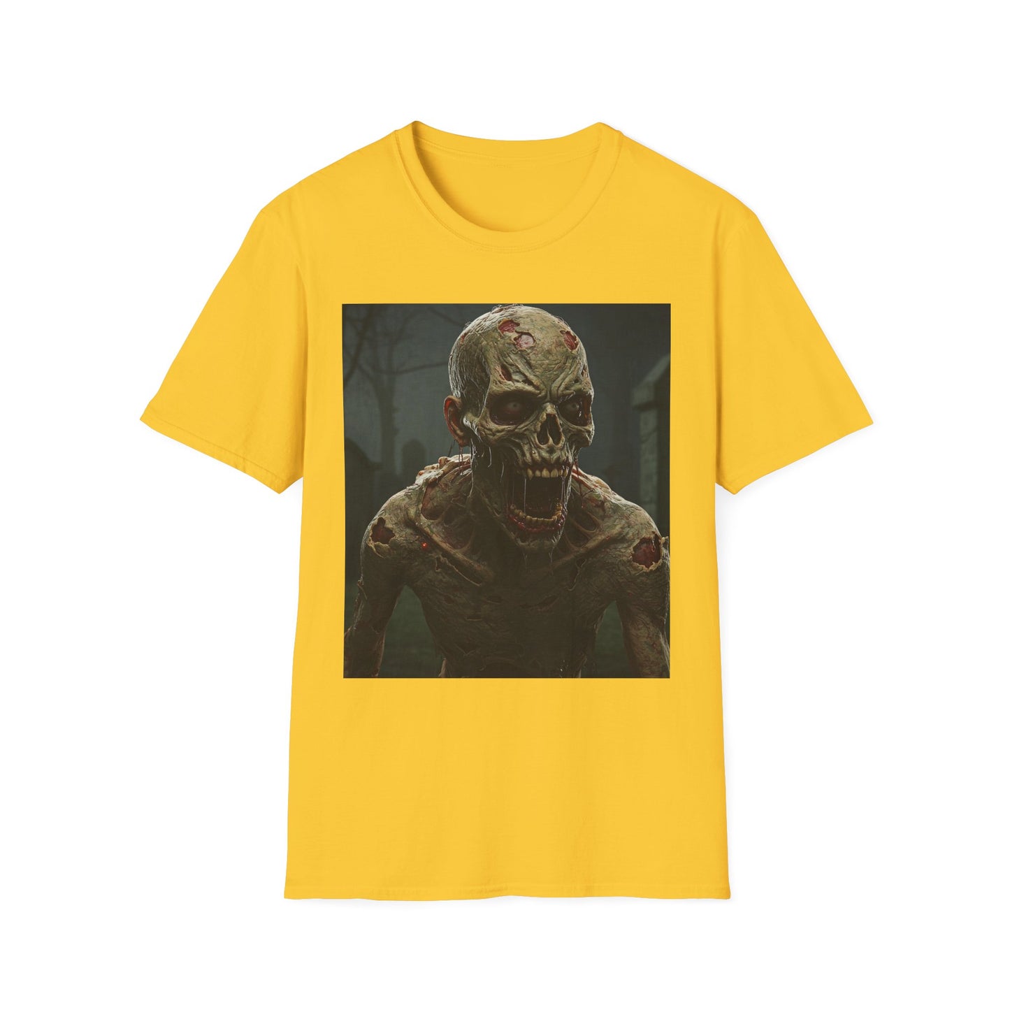 Apocalyptic Portrait Tee, bold, decaying zombie graphic