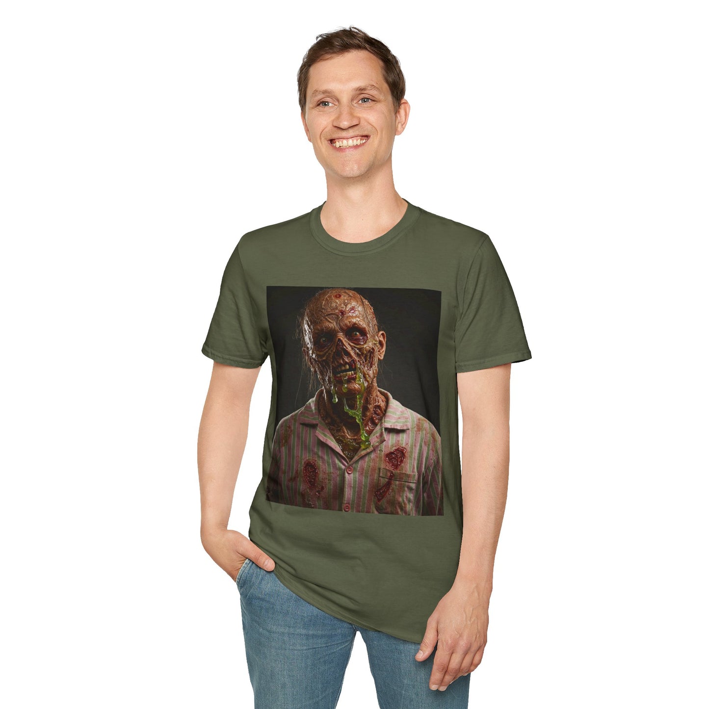 Horror-Inspired Unisex Softstyle T-Shirt - Zombie Graphic Tee