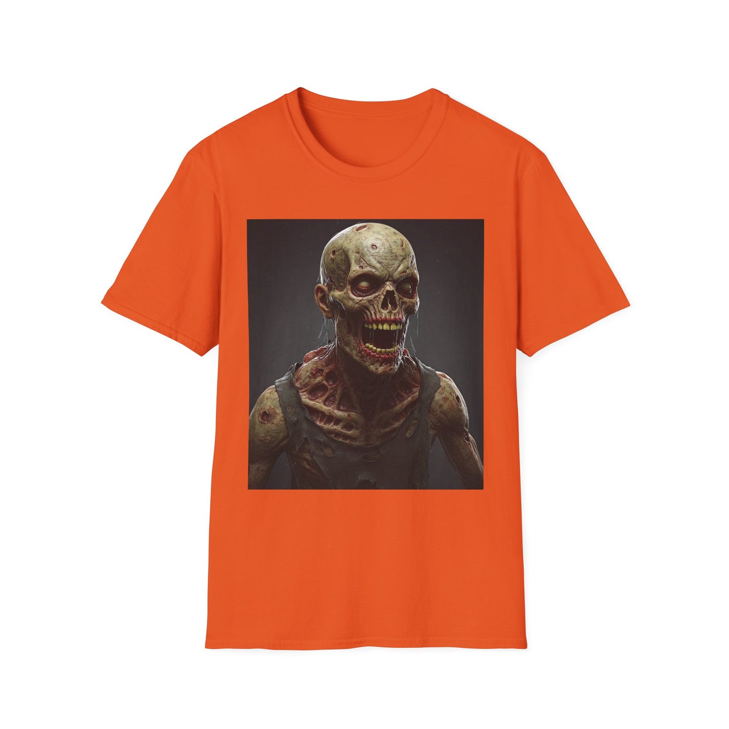 Unisex Softstyle T-Shirt with Creepy Zombie Graphic - Perfect for Halloween and Horror Fans