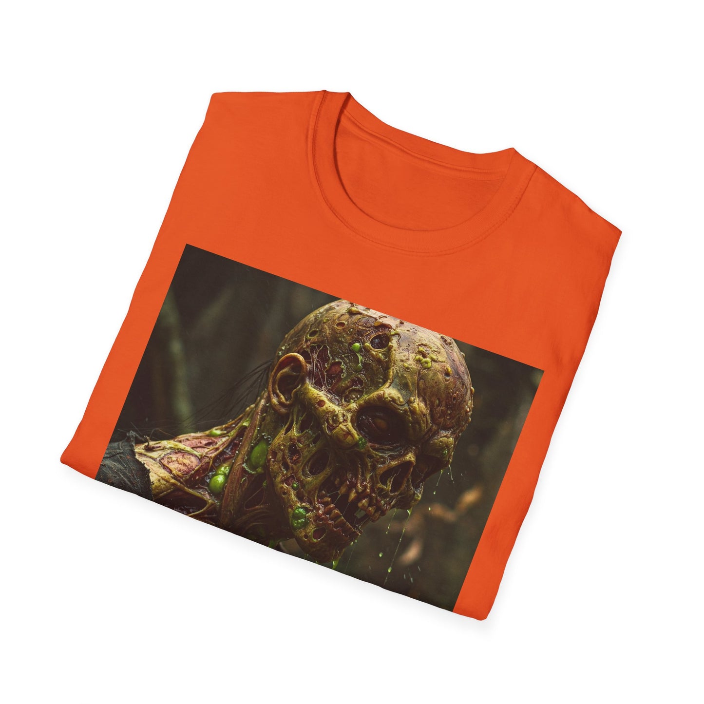 Creepy Zombie Graphic Unisex Softstyle T-Shirt - Perfect for Halloween and Horror Fans