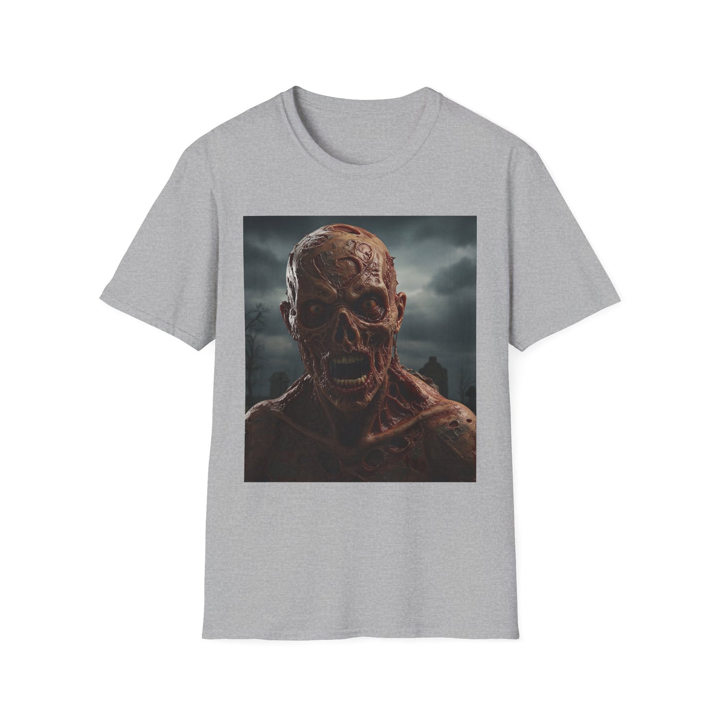 Apocalyptic Portrait Tee, bold, decaying zombie graphic