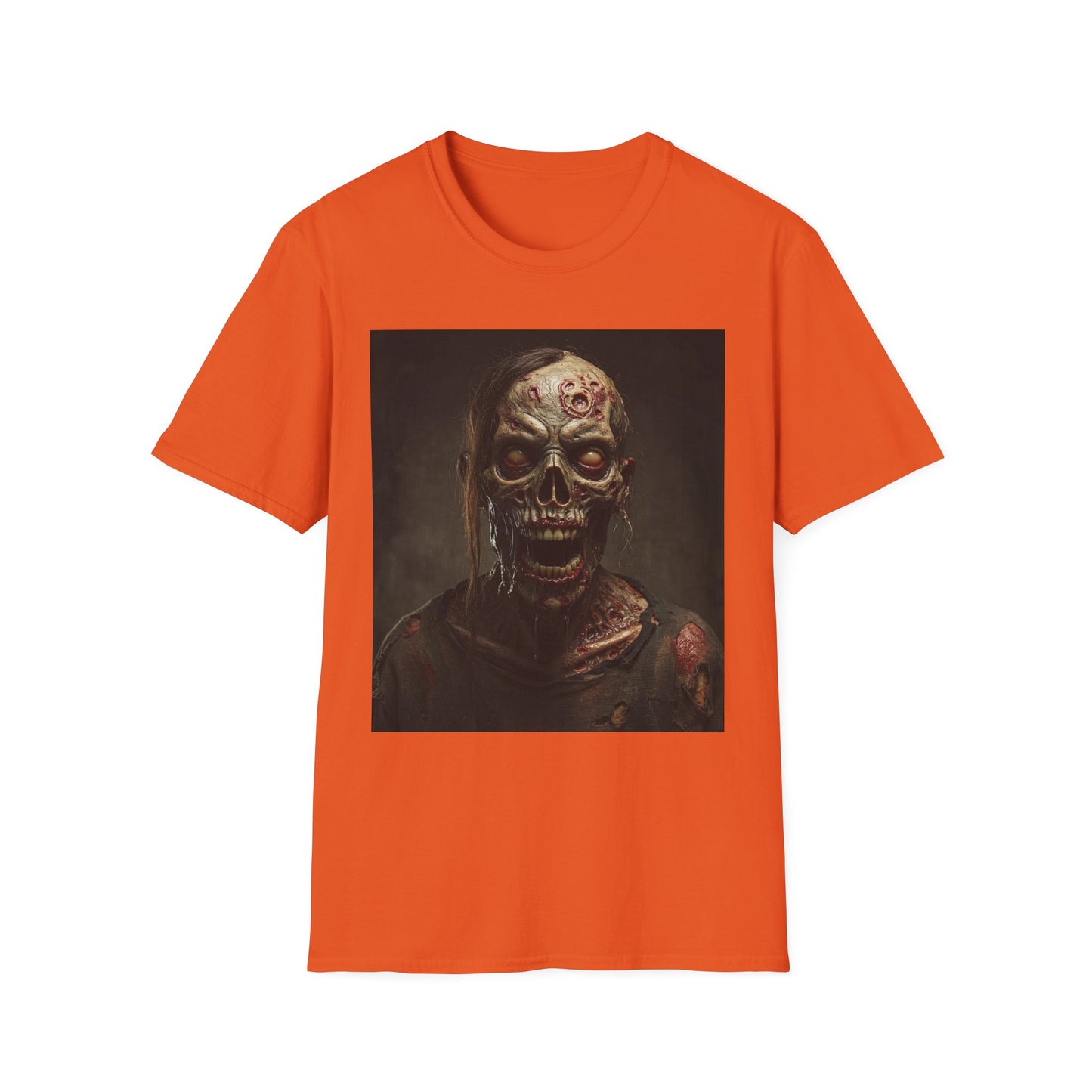 Spooky Zombie Apocalyptic Portrait Tee, bold, decaying zombie graphic