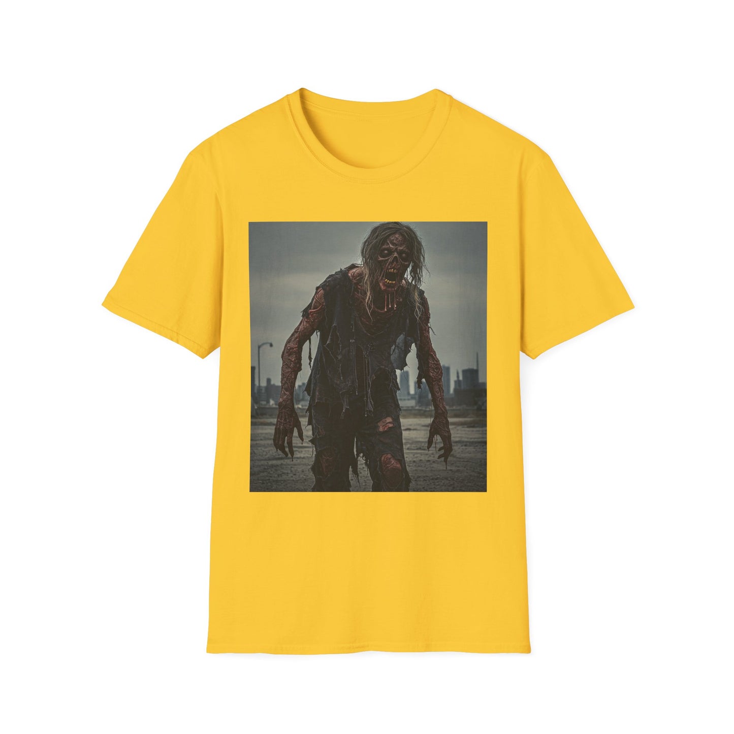 Apocalyptic Portrait Tee, bold, decaying zombie graphic