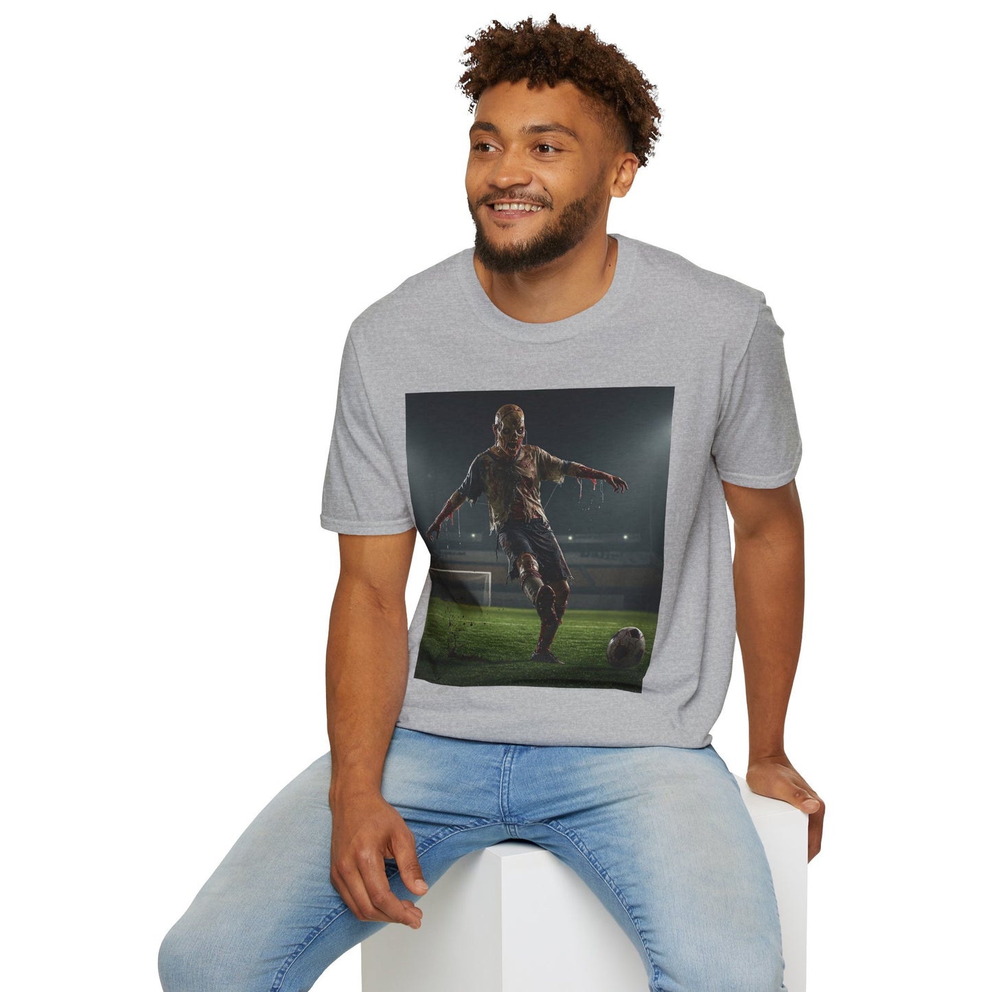 Zombie Soccer Unisex Softstyle T-Shirt - Perfect for Halloween and Sports Lovers