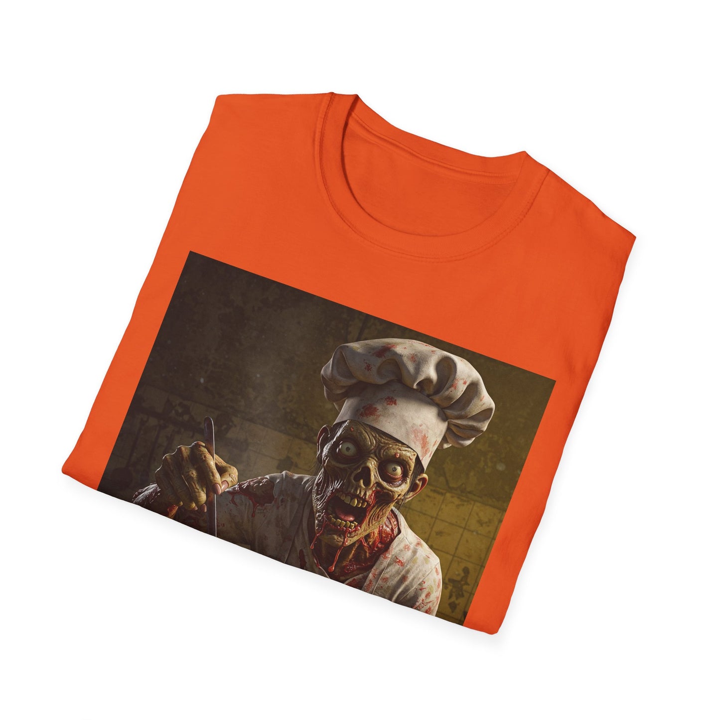 Zombie Chef Apocalyptic Portrait Tee, bold, decaying zombie graphic