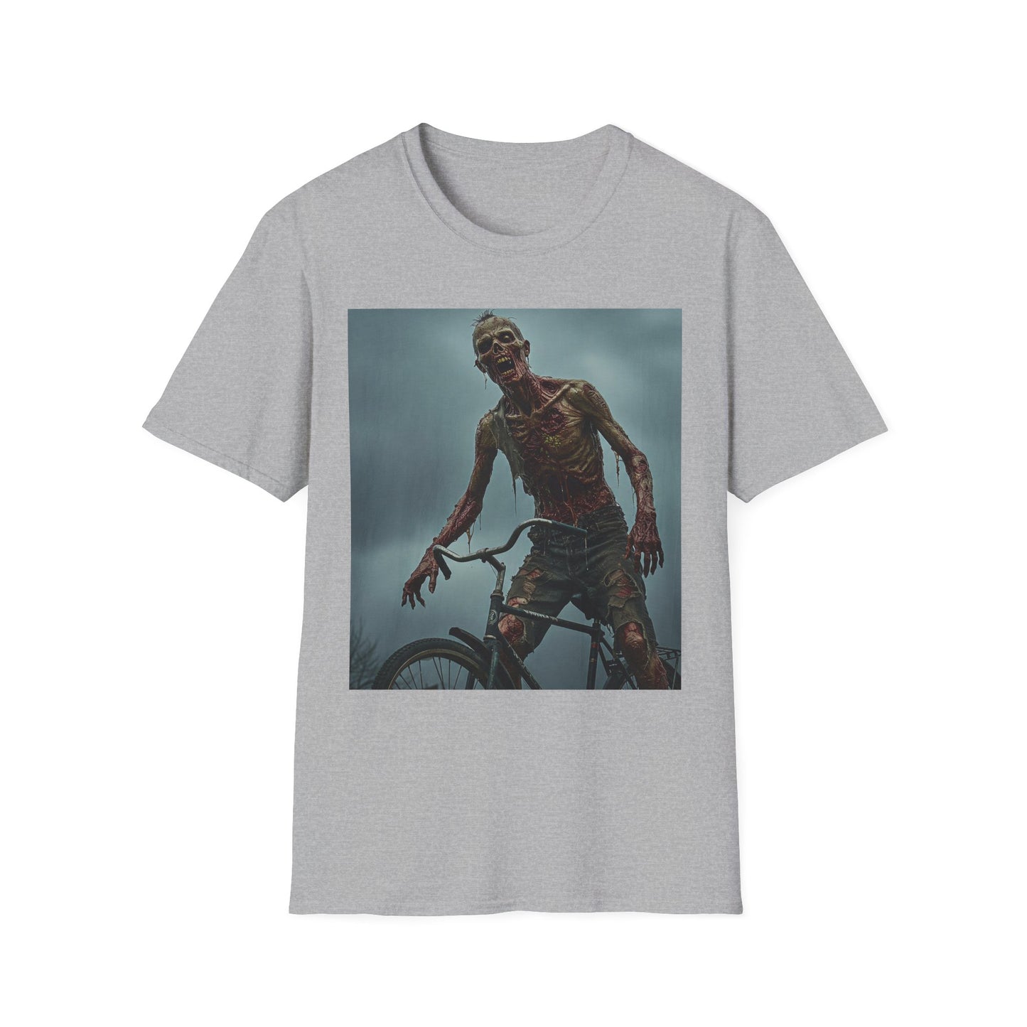 Unisex Zombie Graphic T-Shirt - Spooky Biker Design for Halloween