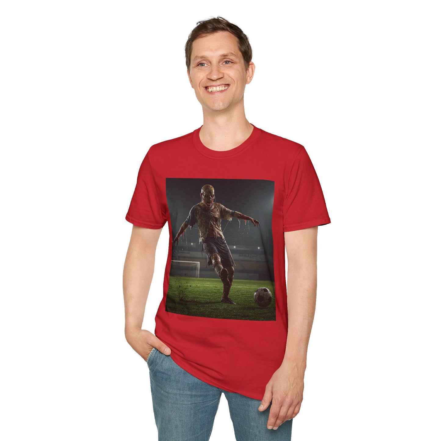 Zombie Soccer Unisex Softstyle T-Shirt - Perfect for Halloween and Sports Lovers