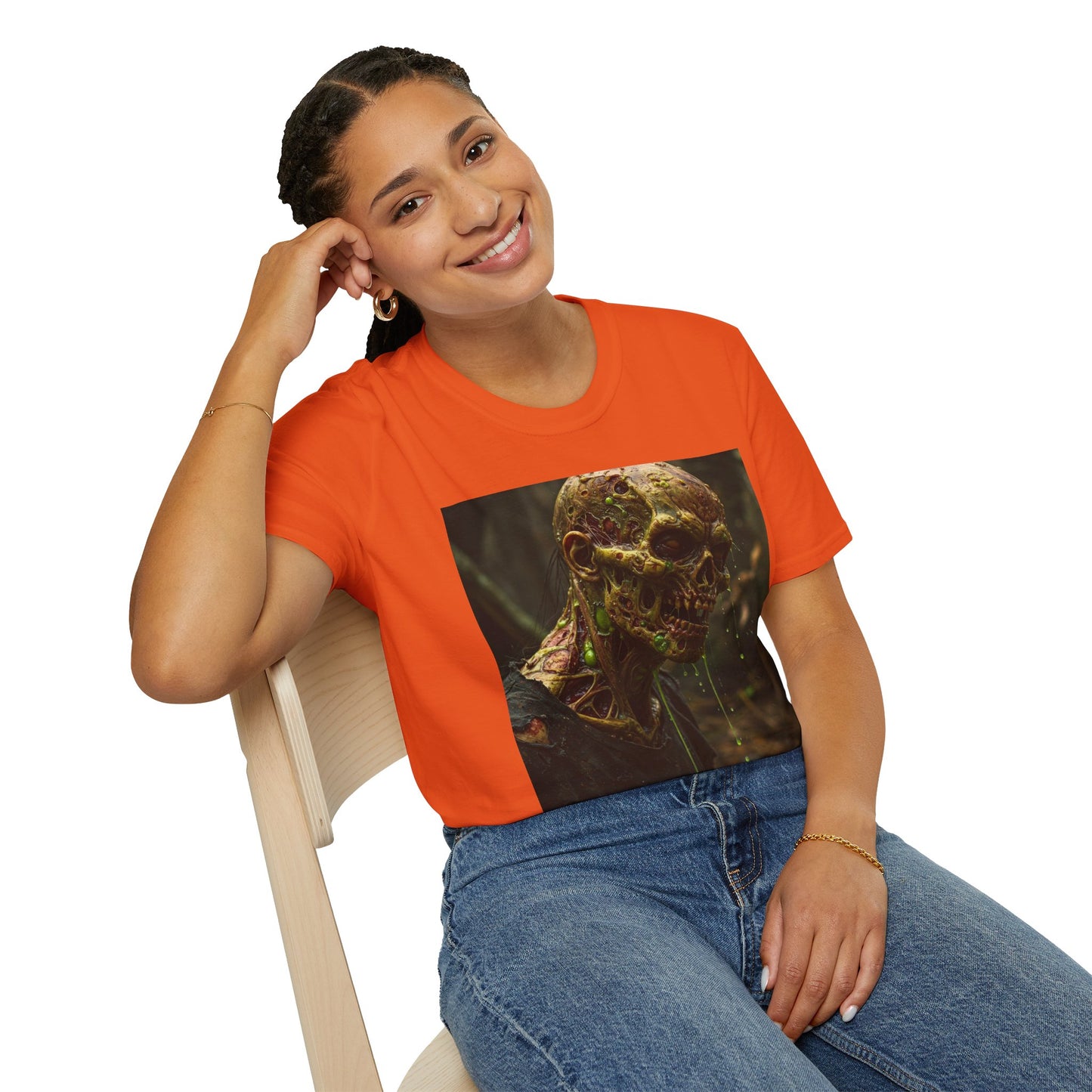 Creepy Zombie Graphic Unisex Softstyle T-Shirt - Perfect for Halloween and Horror Fans