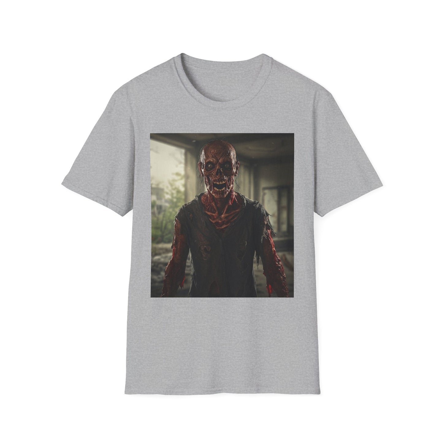 Apocalyptic Portrait Tee, bold, decaying zombie graphic