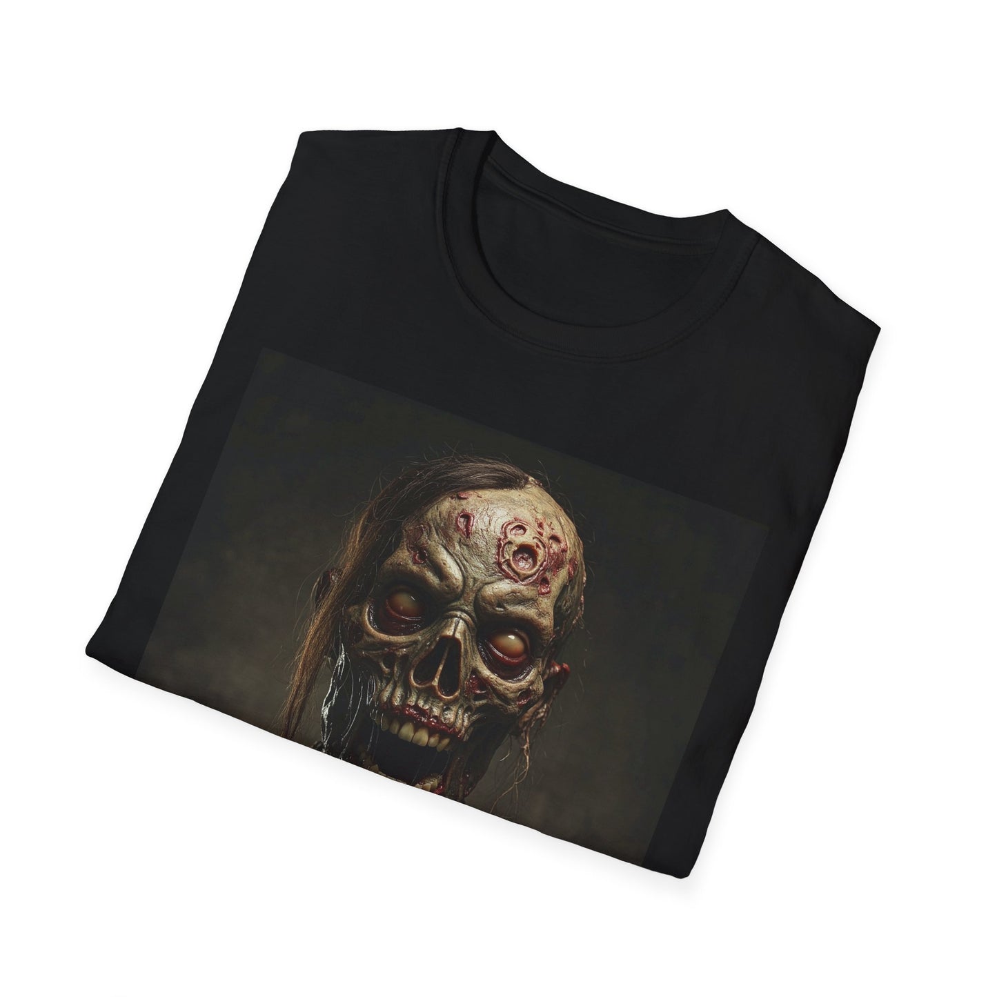 Spooky Zombie Apocalyptic Portrait Tee, bold, decaying zombie graphic