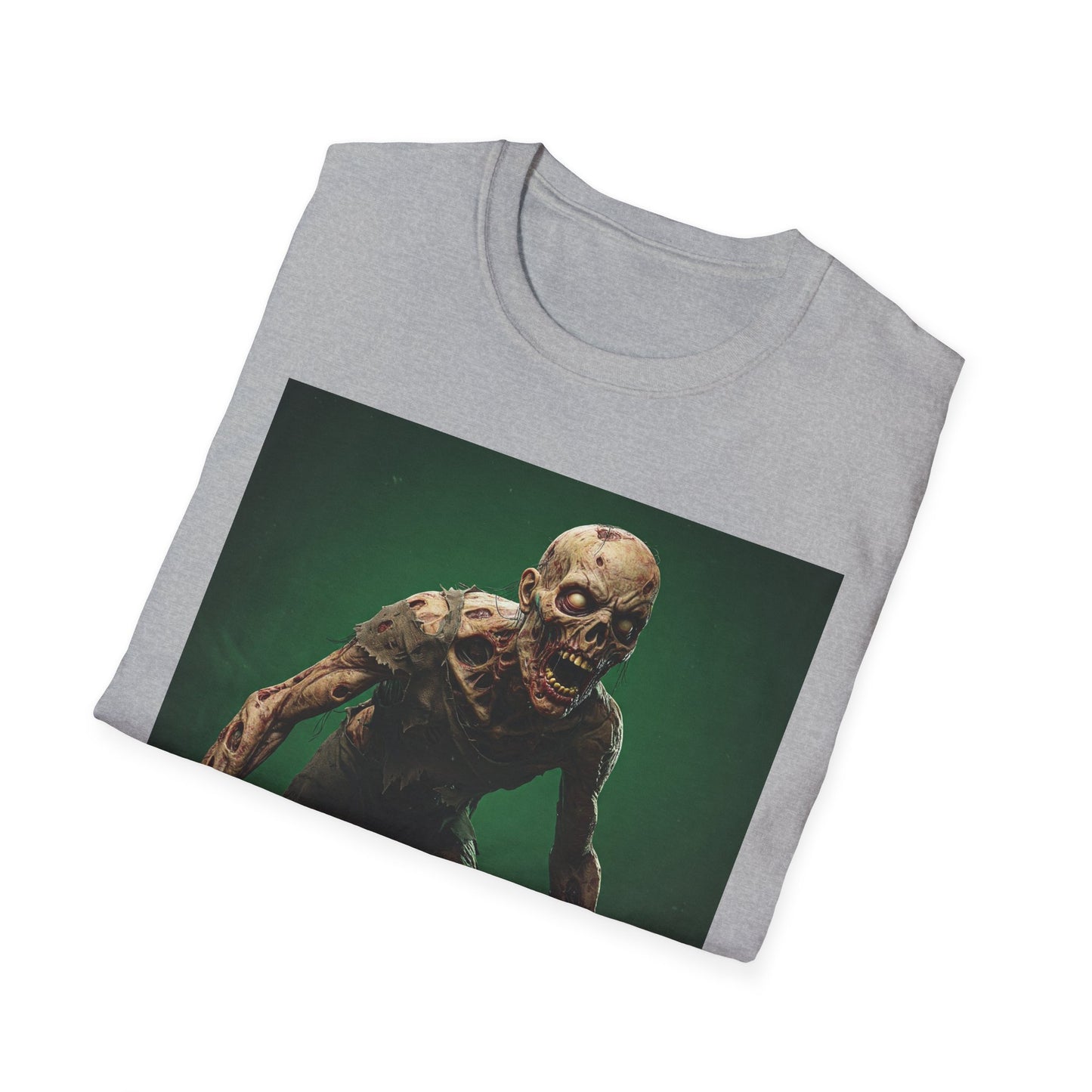 Zombie Graphic Unisex Softstyle T-Shirt - Perfect for Halloween and Horror Fans