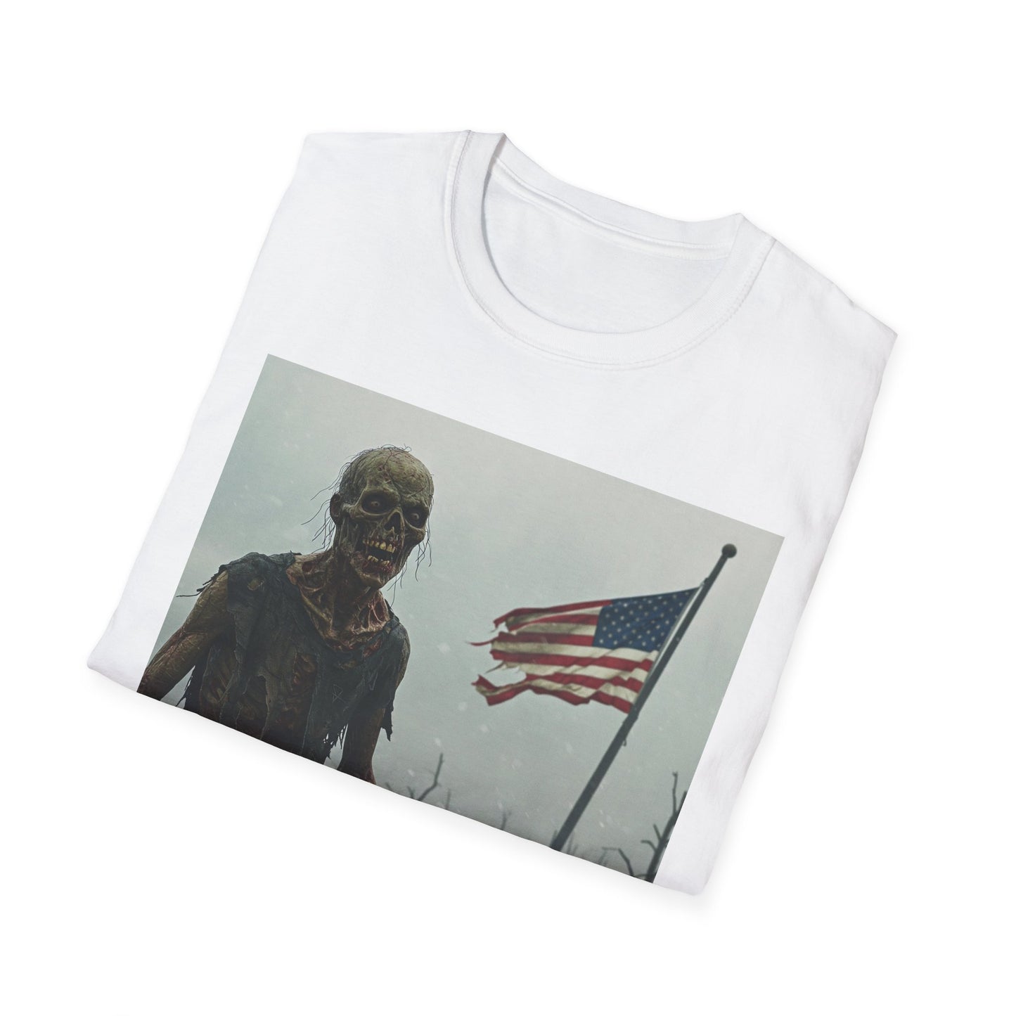 Patriot Zombie Apocalypse Apocalyptic Portrait Tee, bold, decaying zombie graphic