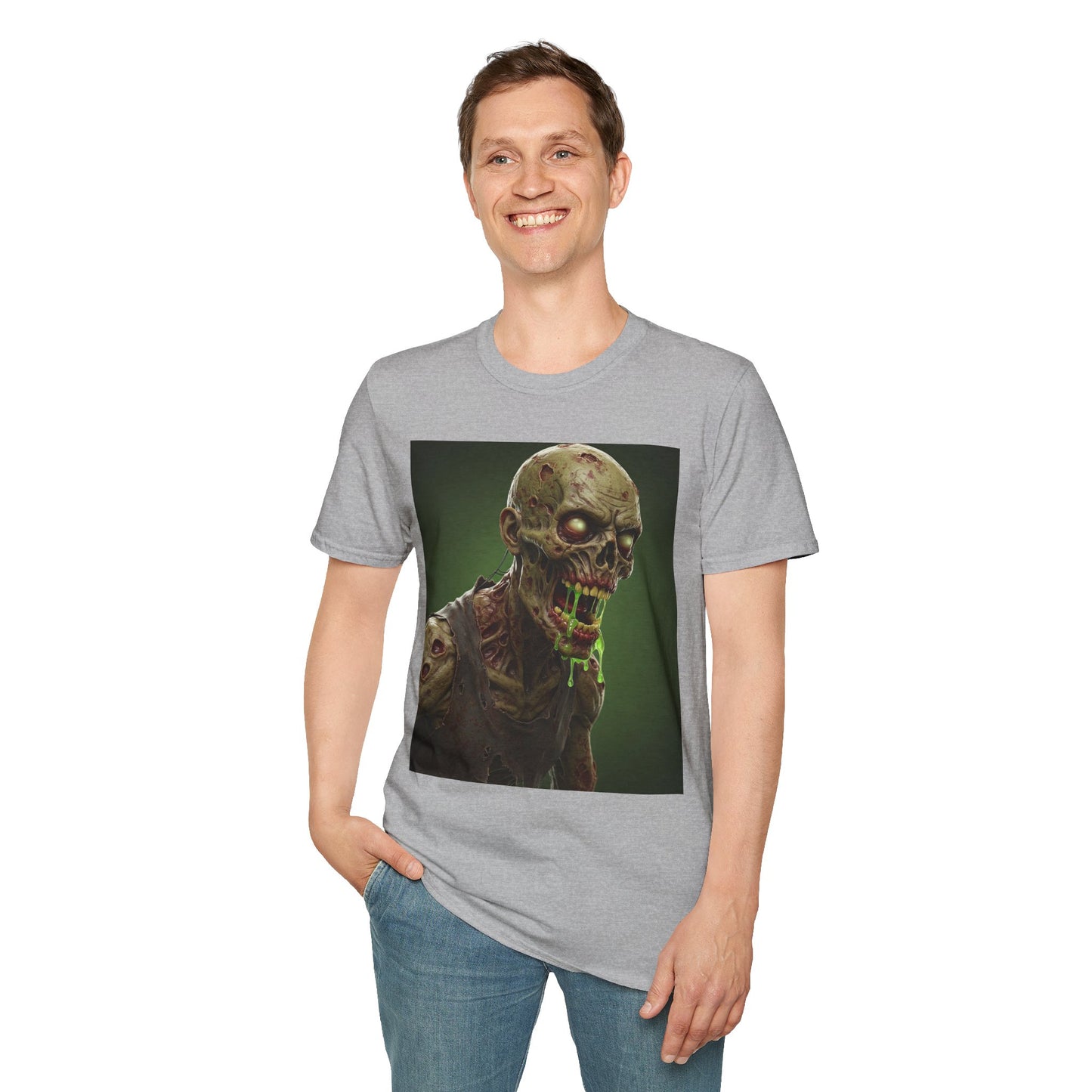 Zombie Graphic Unisex Softstyle T-Shirt - Perfect for Halloween and Horror Fans