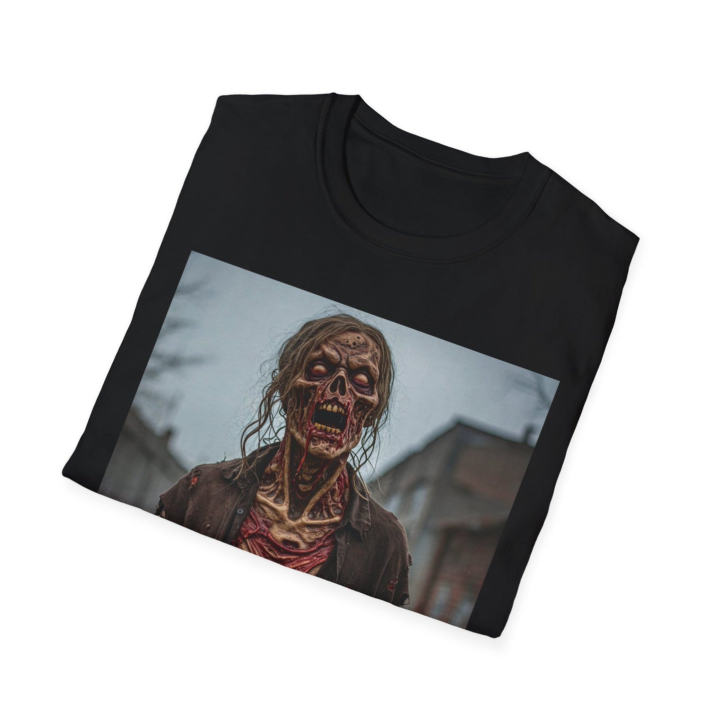 Apocalyptic Portrait Tee, bold, decaying zombie graphic