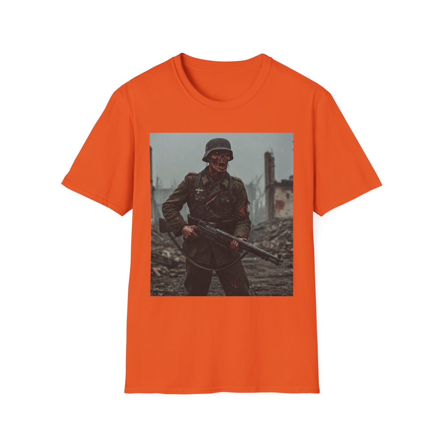 Vintage Soldier Apocalyptic Portrait Tee, bold, decaying zombie graphic