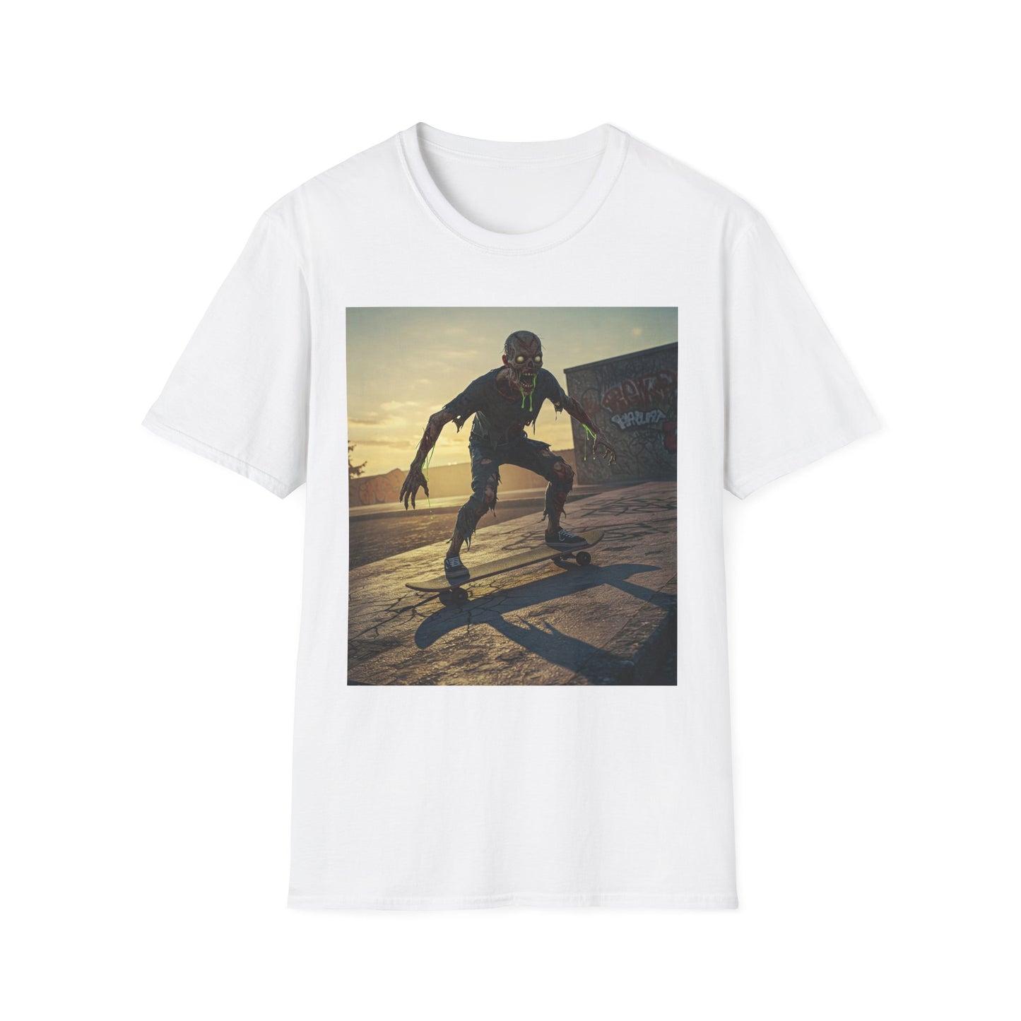 Skateboard Zombie Unisex Softstyle T-Shirt | Casual Graphic Tee for Skaters