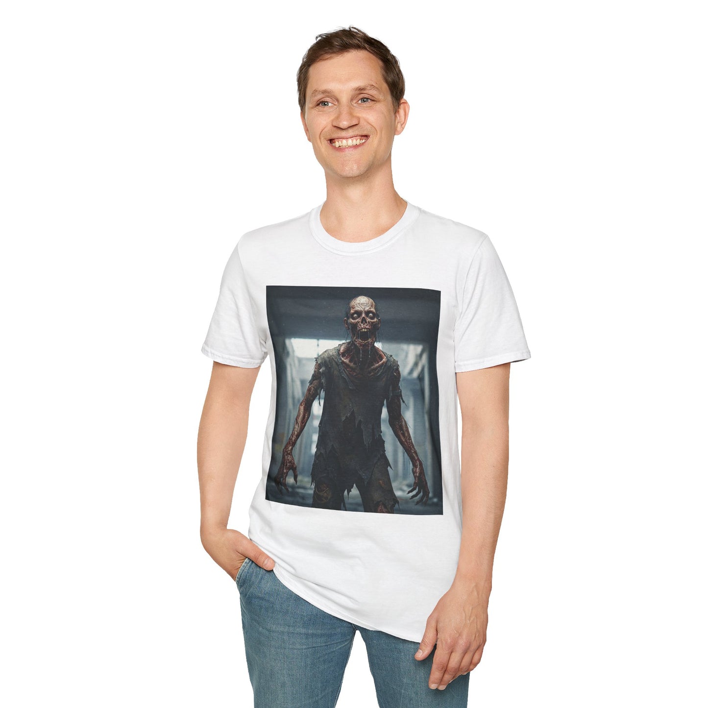 Apocalyptic Portrait Tee, bold, decaying zombie graphic