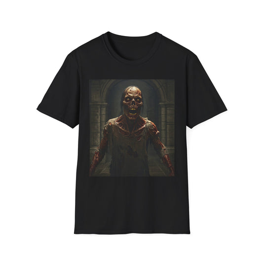 Apocalyptic Portrait Tee, bold, decaying zombie graphic