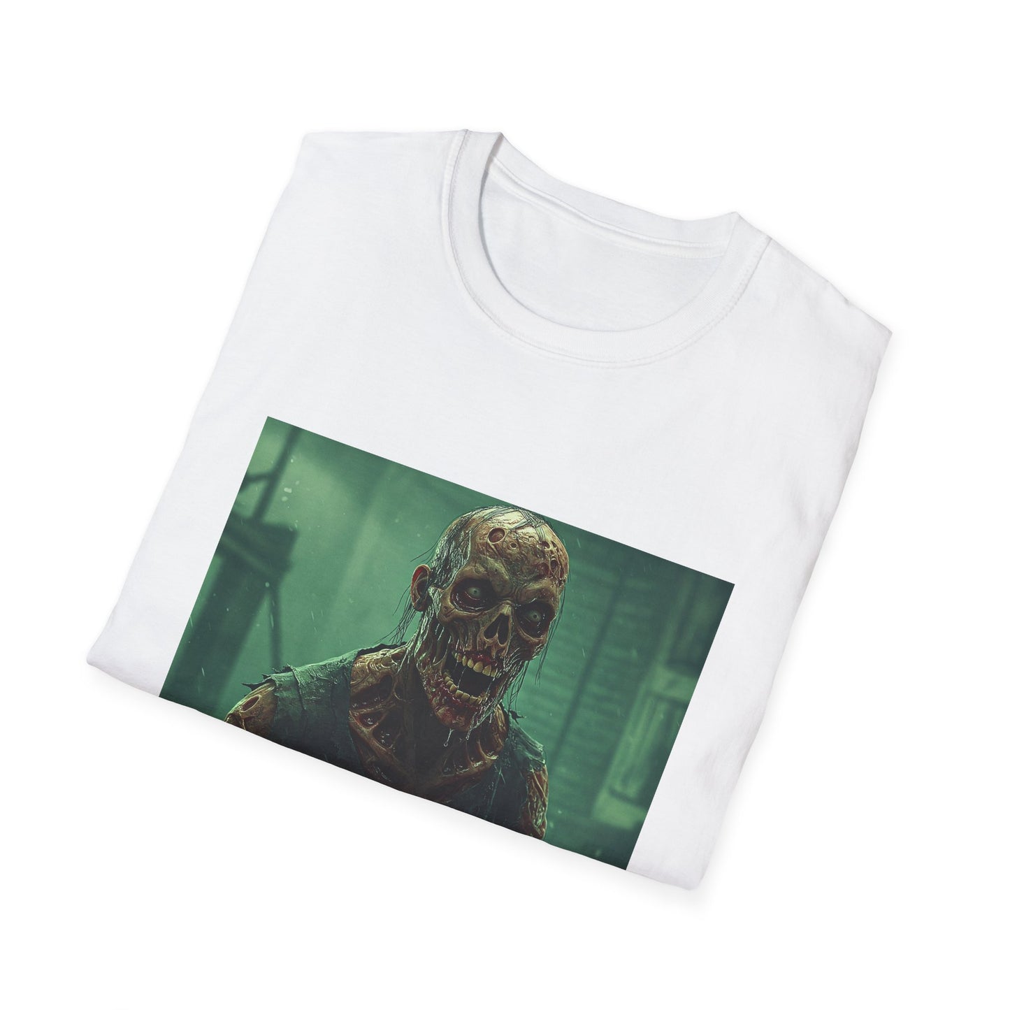 Apocalyptic Portrait Tee, bold, decaying zombie graphic