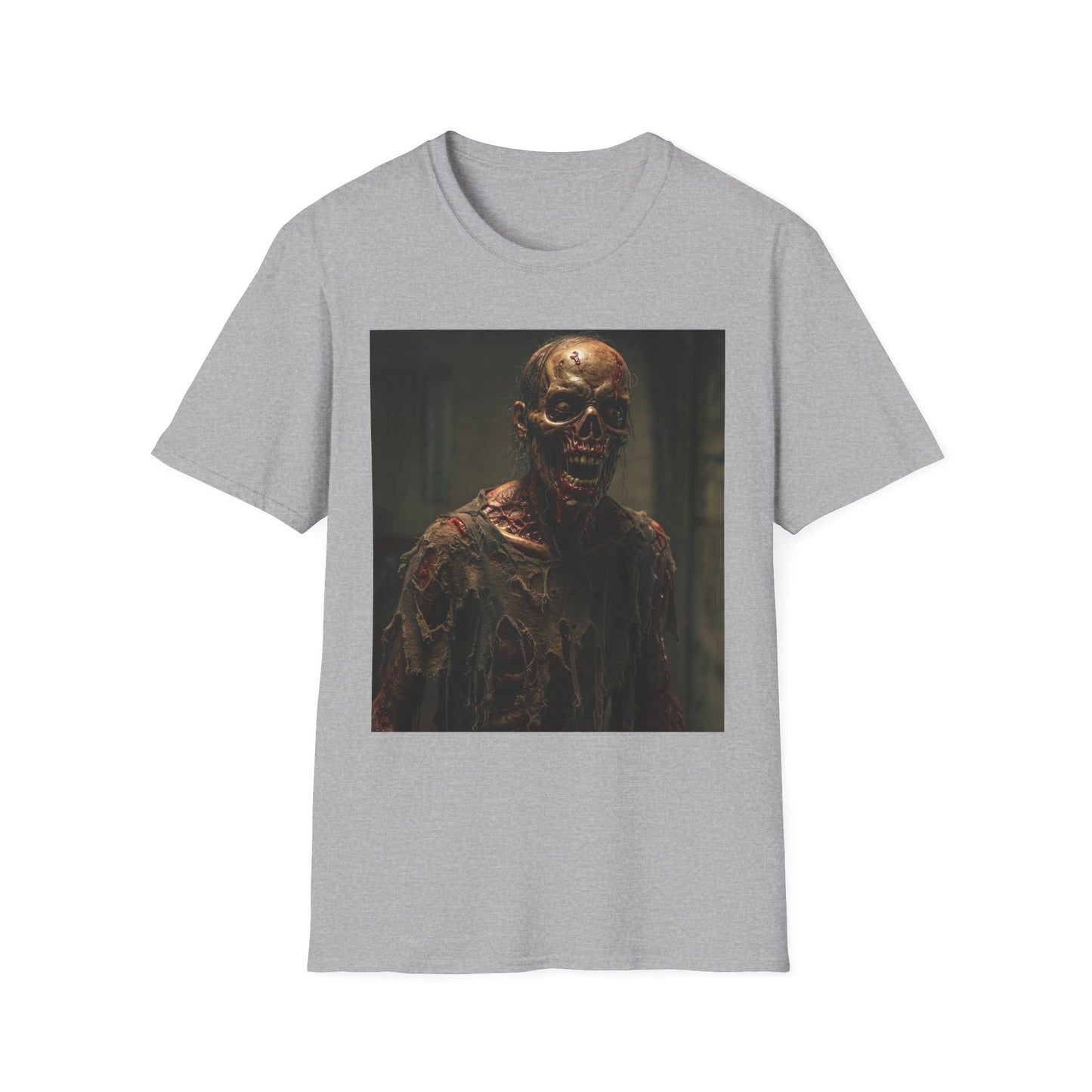 Apocalyptic Portrait Tee, bold, decaying zombie graphic