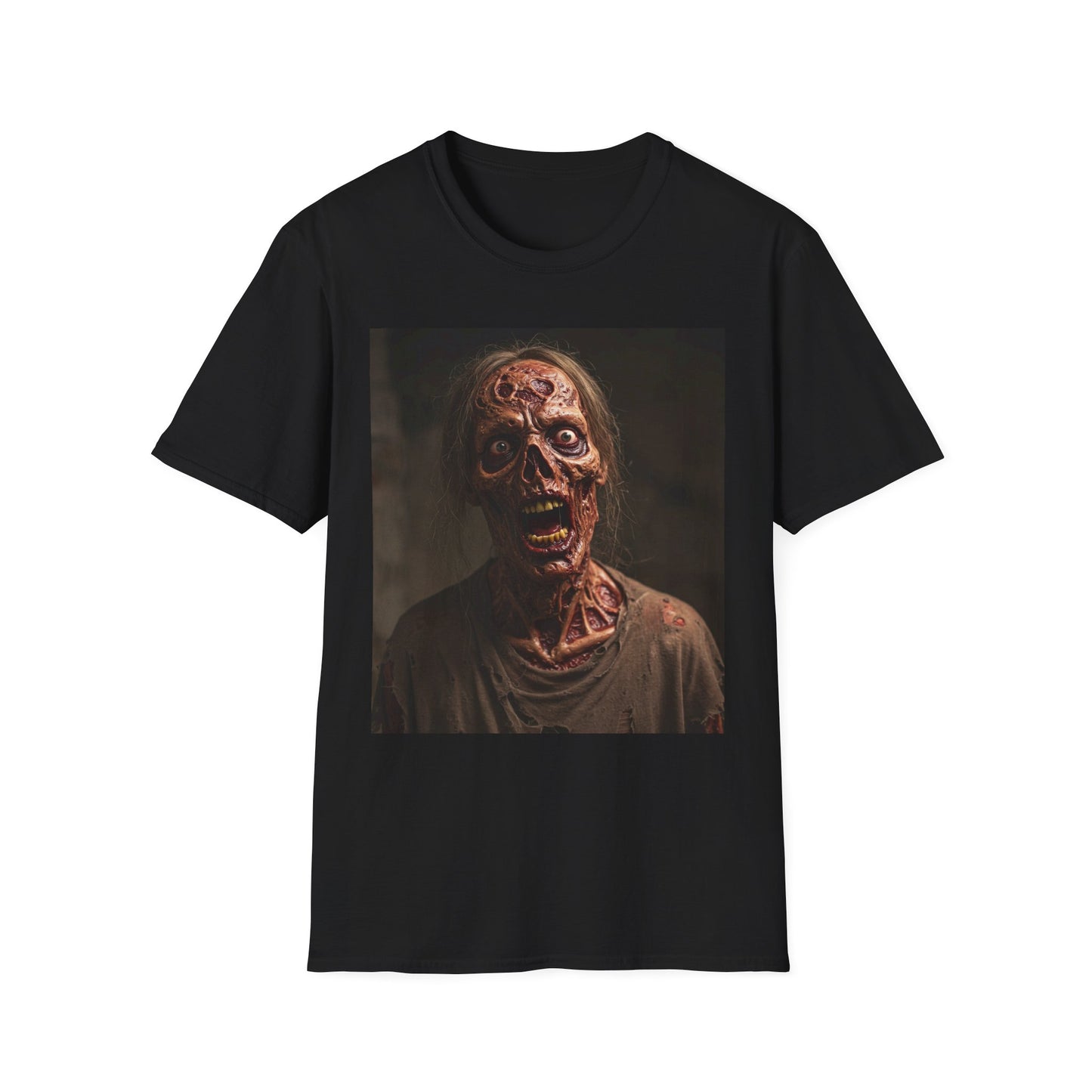 Apocalyptic Portrait Tee, bold, decaying zombie graphic