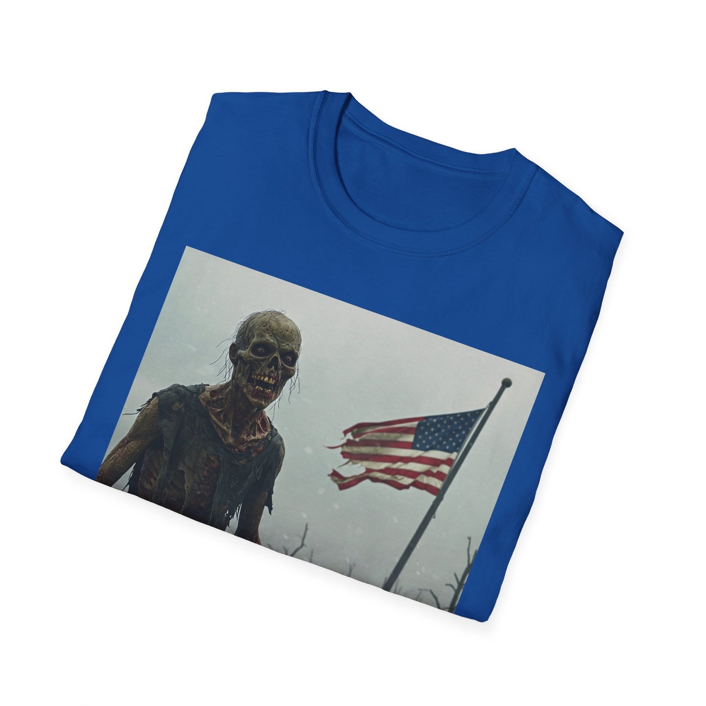 Patriot Zombie Apocalypse Apocalyptic Portrait Tee, bold, decaying zombie graphic