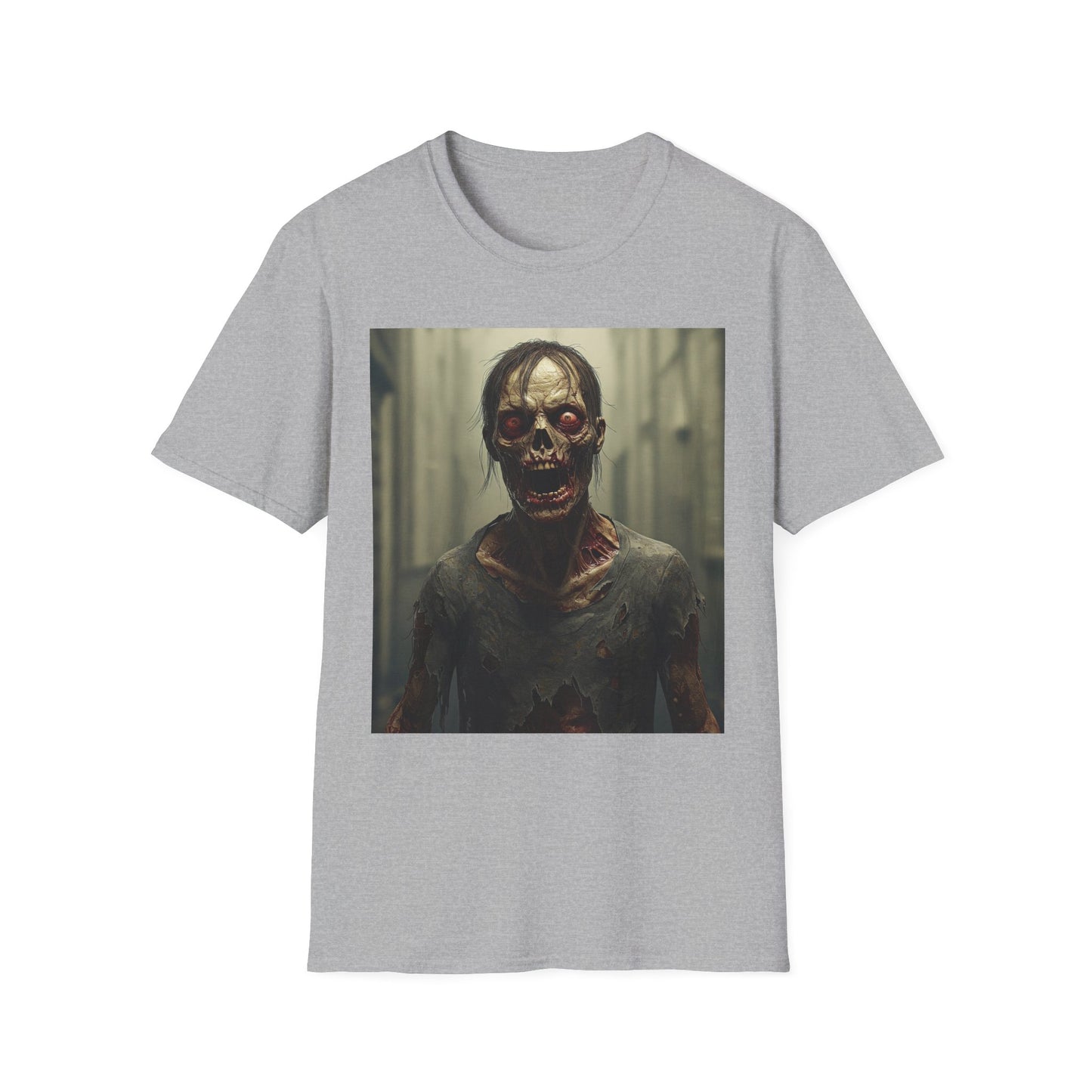 Apocalyptic Portrait Tee, bold, decaying zombie graphic