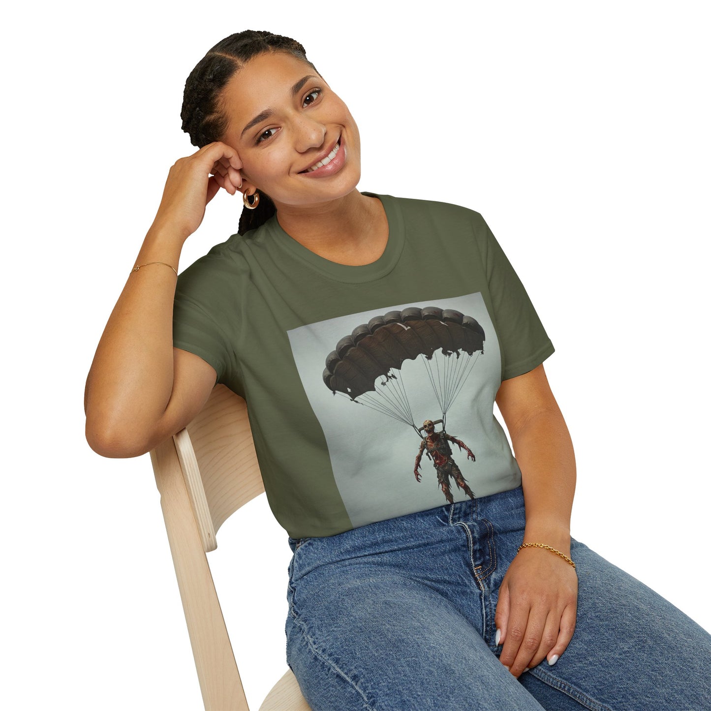 Adventure Awaits Parachuting Hero Unisex Softstyle T-Shirt