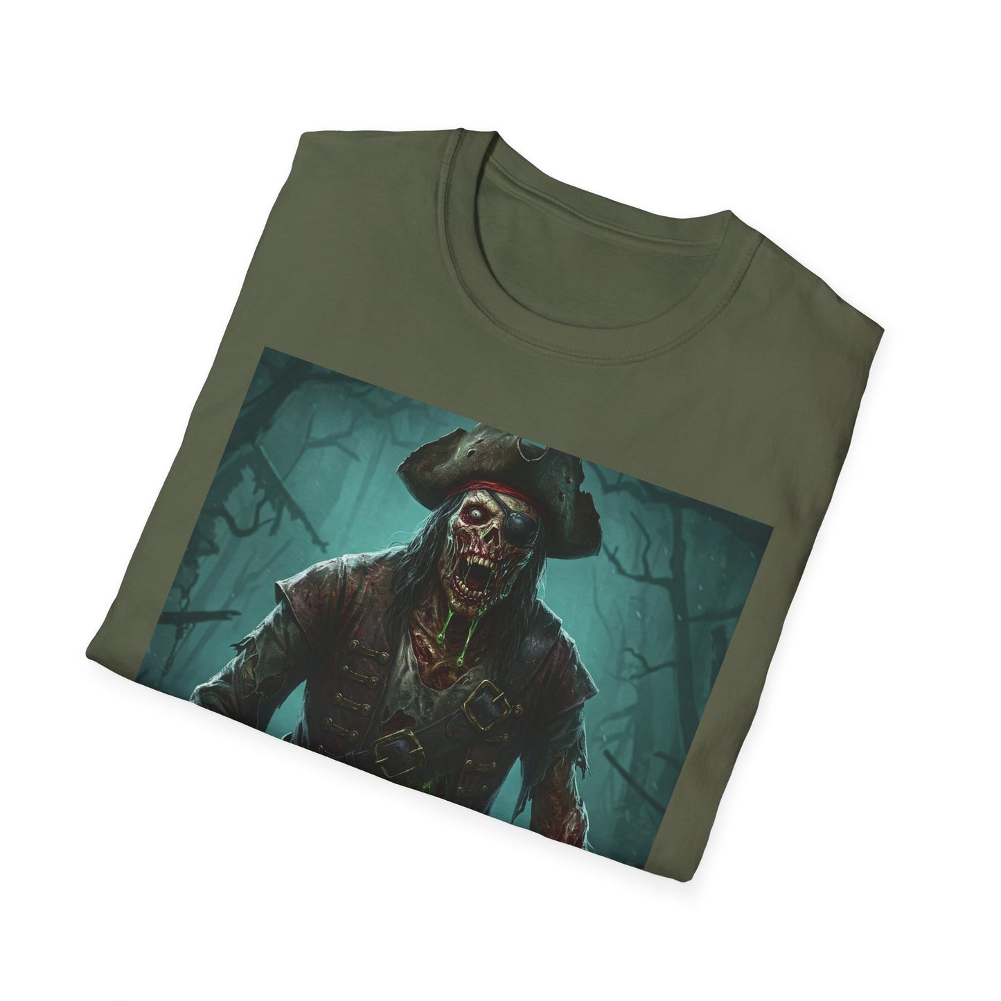 Pirate Skeleton Unisex Softstyle T-Shirt - Perfect for Halloween and Adventure Lovers