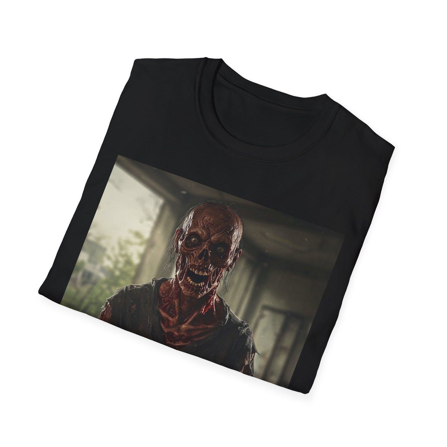 Apocalyptic Portrait Tee, bold, decaying zombie graphic