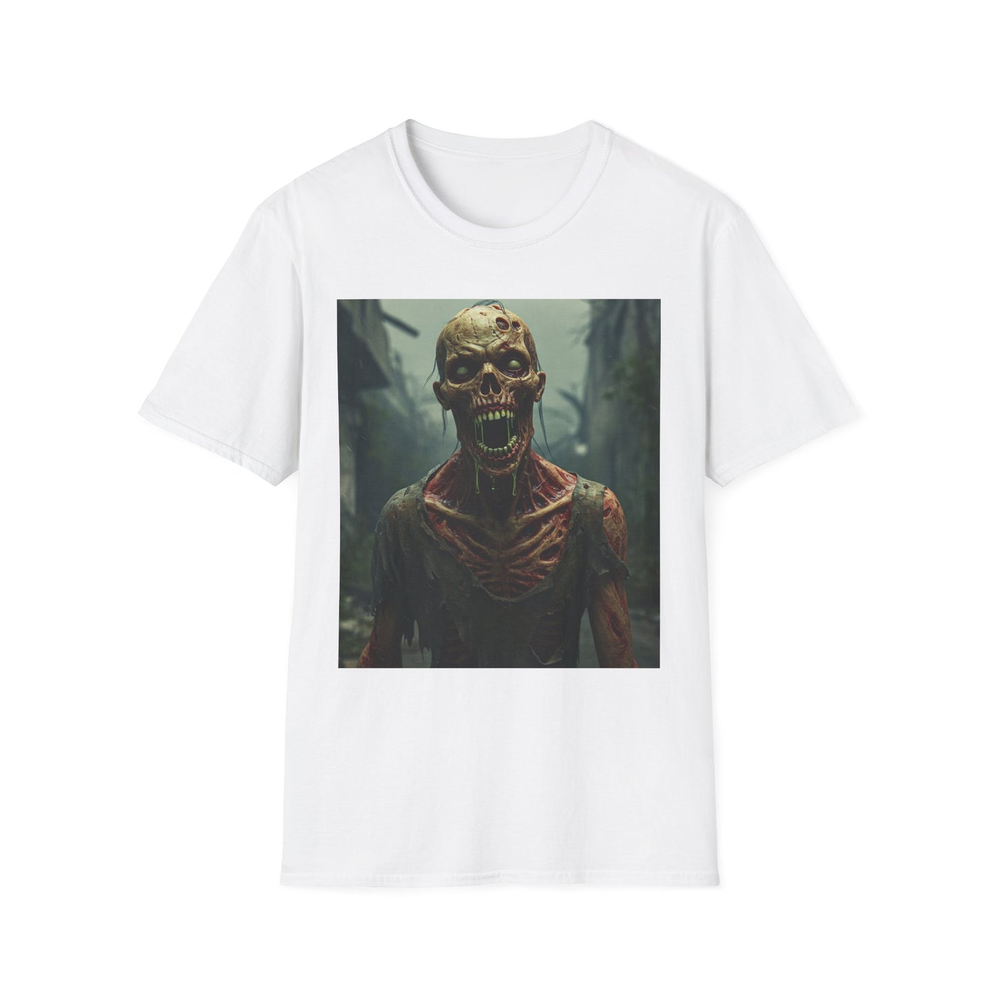 Apocalyptic Portrait Tee, bold, decaying zombie graphic