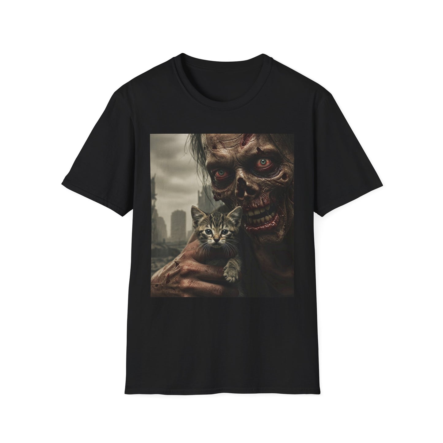 Apocalyptic Portrait Tee, bold, decaying zombie graphic