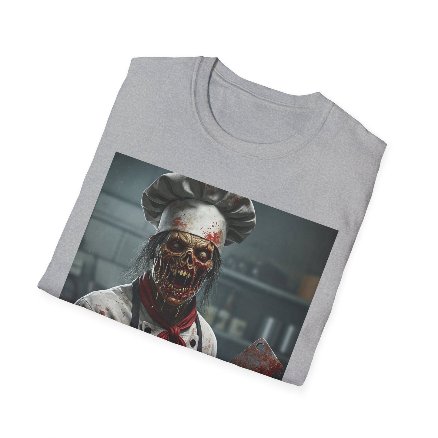 Spooky Chef Apocalyptic Portrait Tee, bold, decaying zombie graphic