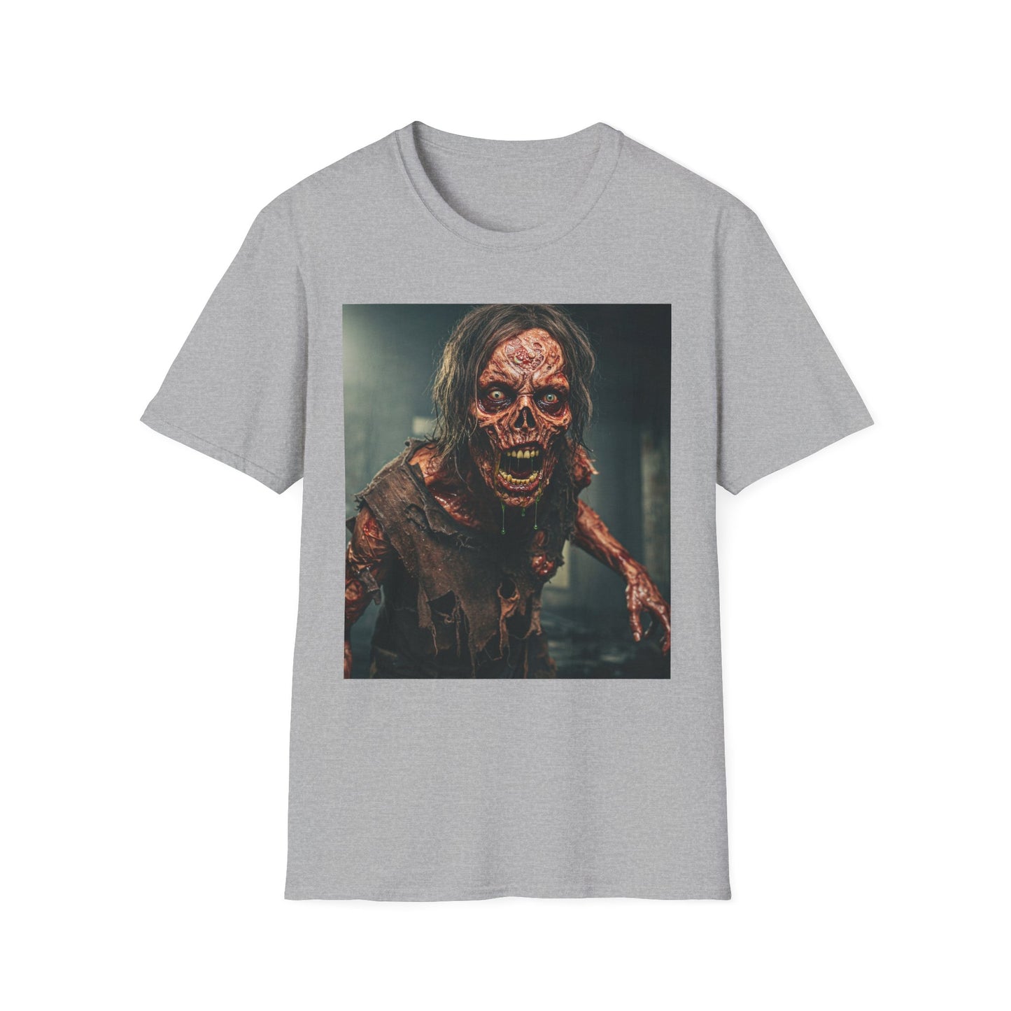 Apocalyptic Portrait Tee, bold, decaying zombie graphic