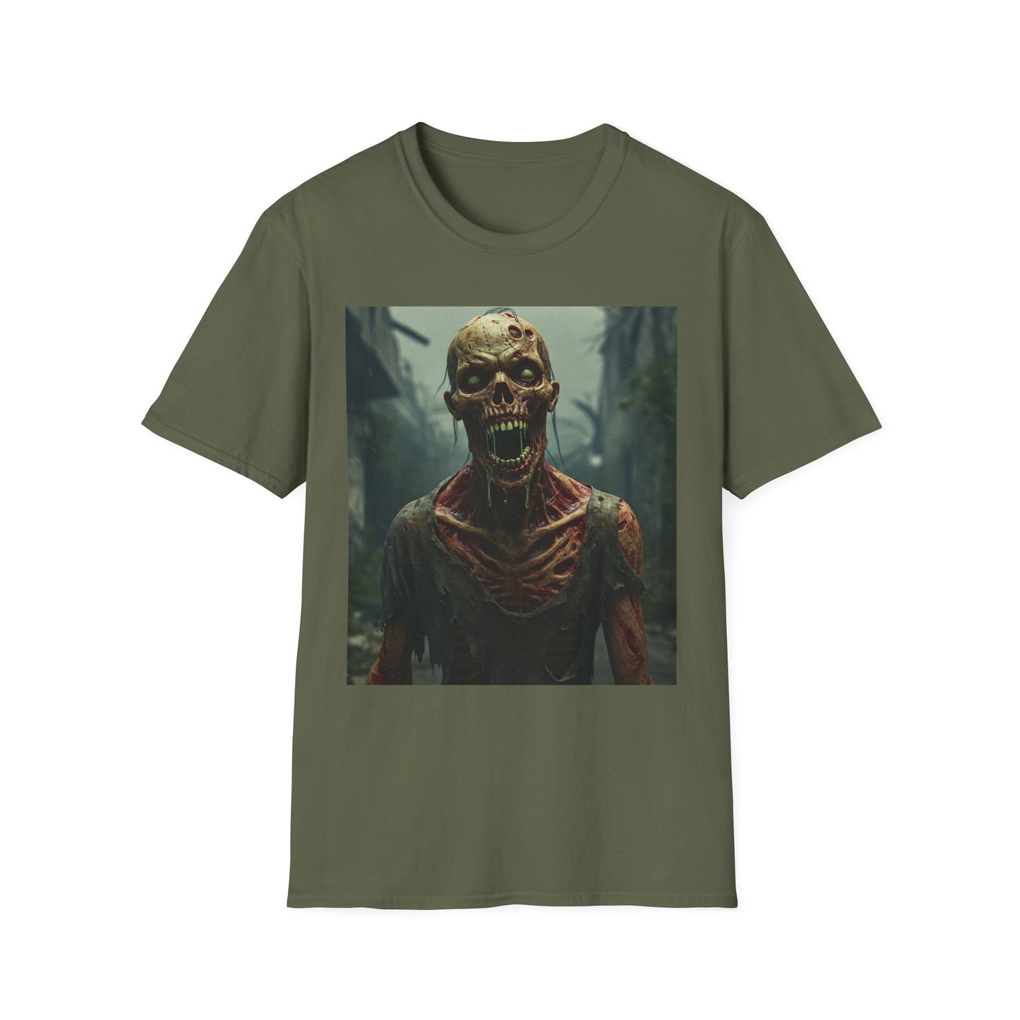 Apocalyptic Portrait Tee, bold, decaying zombie graphic