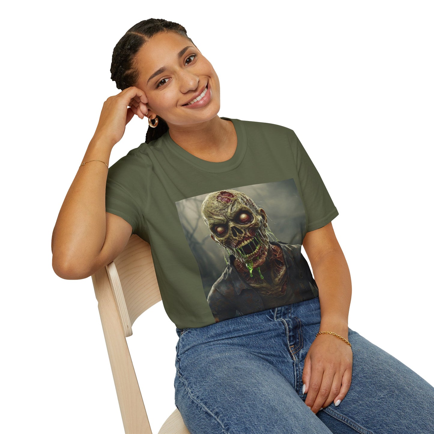 Unisex Softstyle Zombie Graphic T-Shirt - Perfect for Halloween and Horror Fans