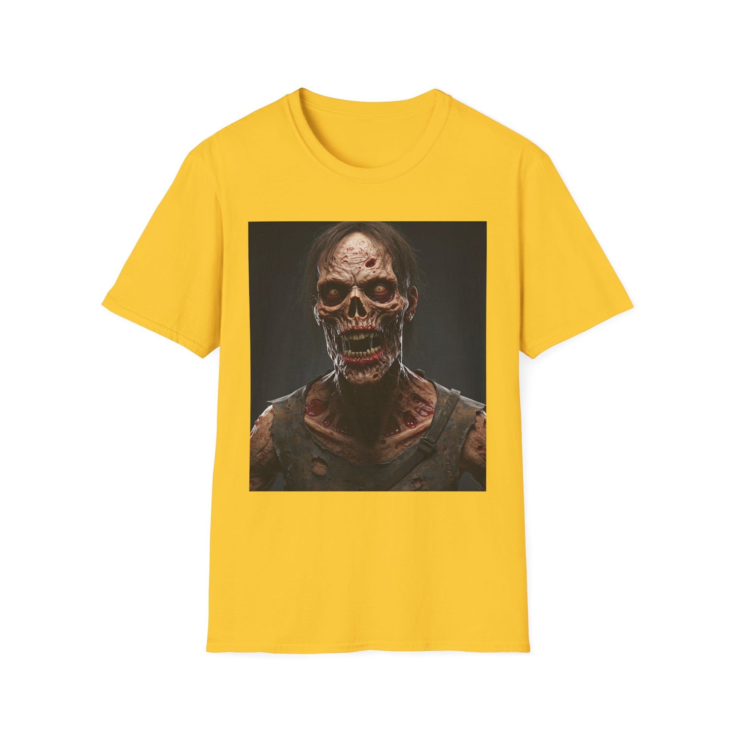 Terrifying Zombie Apocalyptic Portrait Tee, bold, decaying zombie graphic