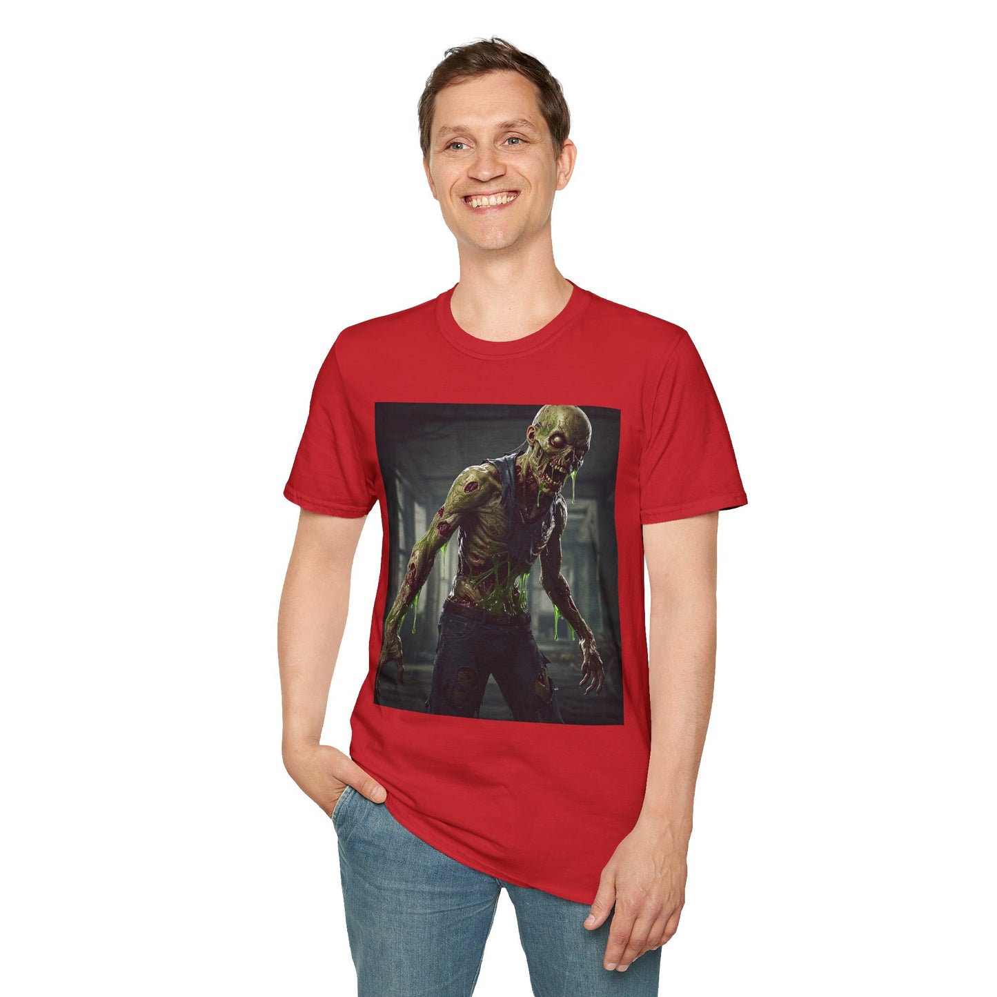 Zombie Graphic Unisex Softstyle T-Shirt - Perfect for Halloween and Horror Fans