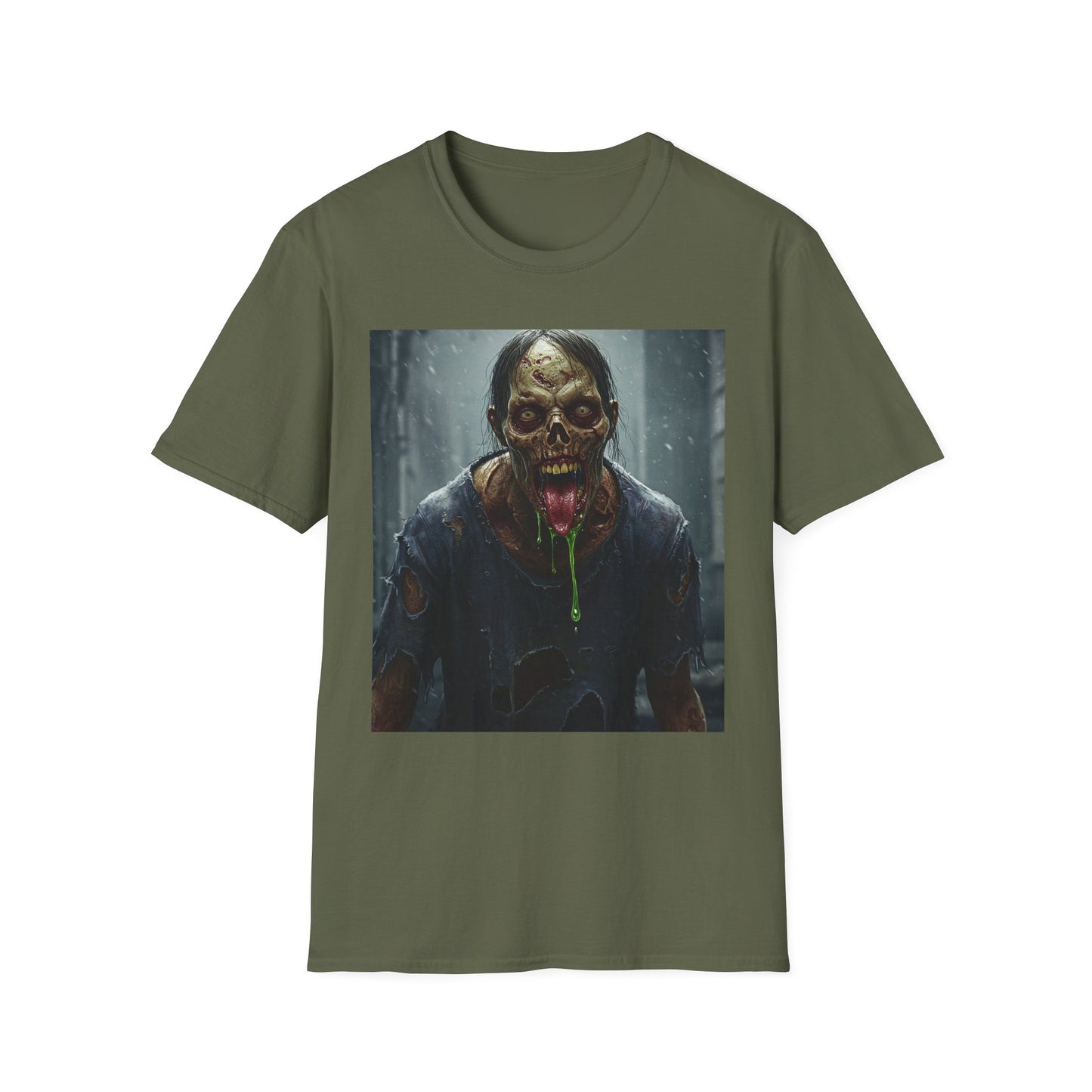 Apocalyptic Portrait Tee, bold, decaying zombie graphic