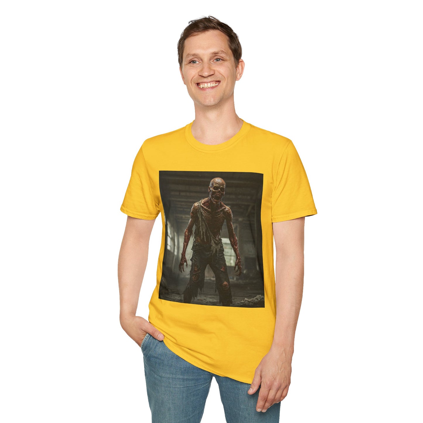 Zombie Graphic Unisex Softstyle T-Shirt - Perfect for Halloween and Horror Fans